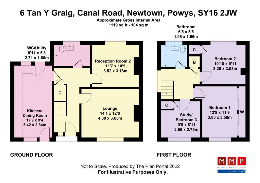 Floorplan for Tan Y Graig, Canal Road, Newtown, Powys