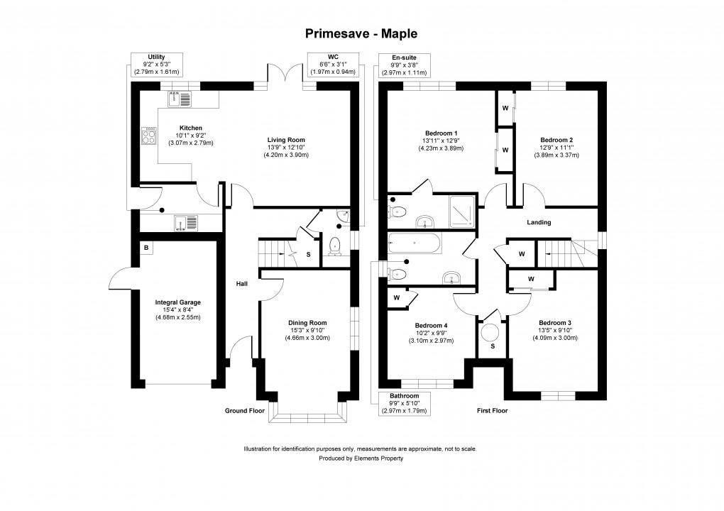 Floorplan for Plot 40 Oaks Meadow, Sarn, Newtown, Powys