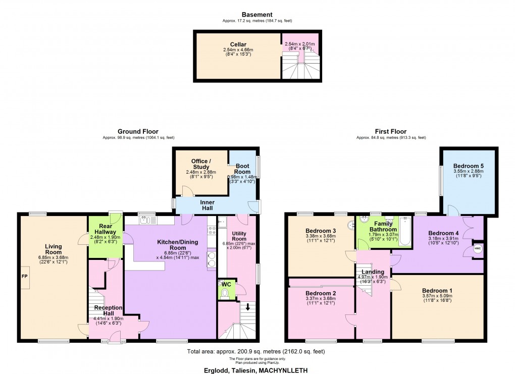 Floorplan for Taliesin, Machynlleth, Sir Ceredigion