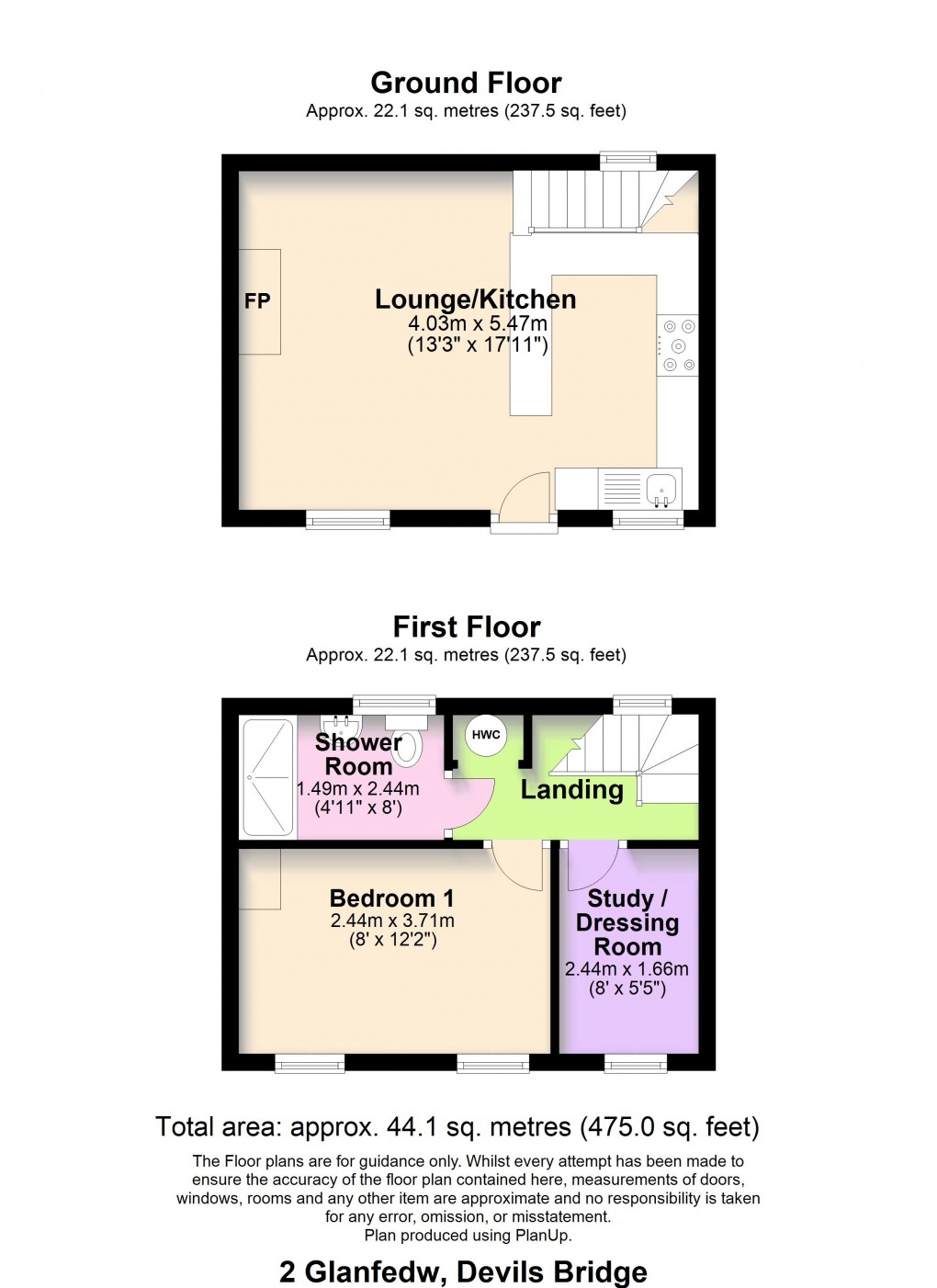 Floorplan for Glanfedw, Devils Bridge, Ceredigion, Pontarfynach