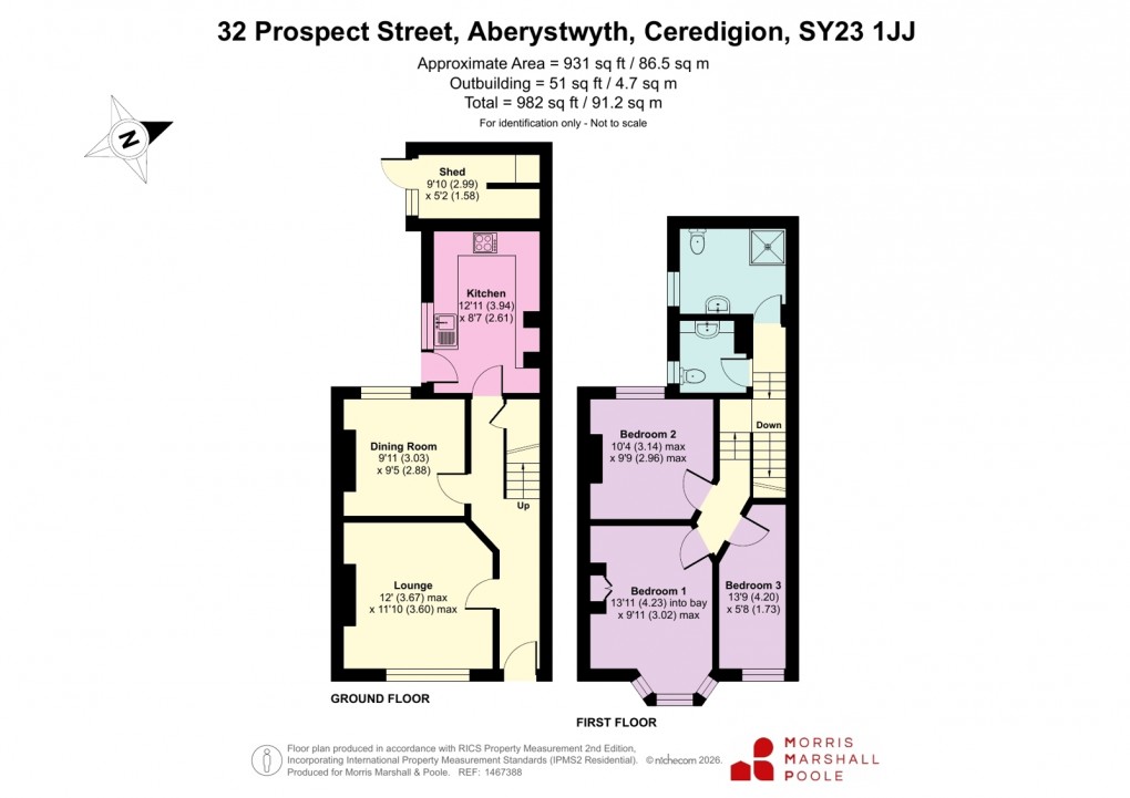 Floorplan for Prospect Street, Aberystwyth, Ceredigion