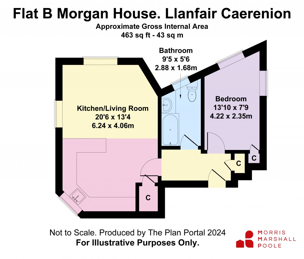 Floorplan for Flat B Morgan House, Bridge Street, Llanfair Caereinion, Powys