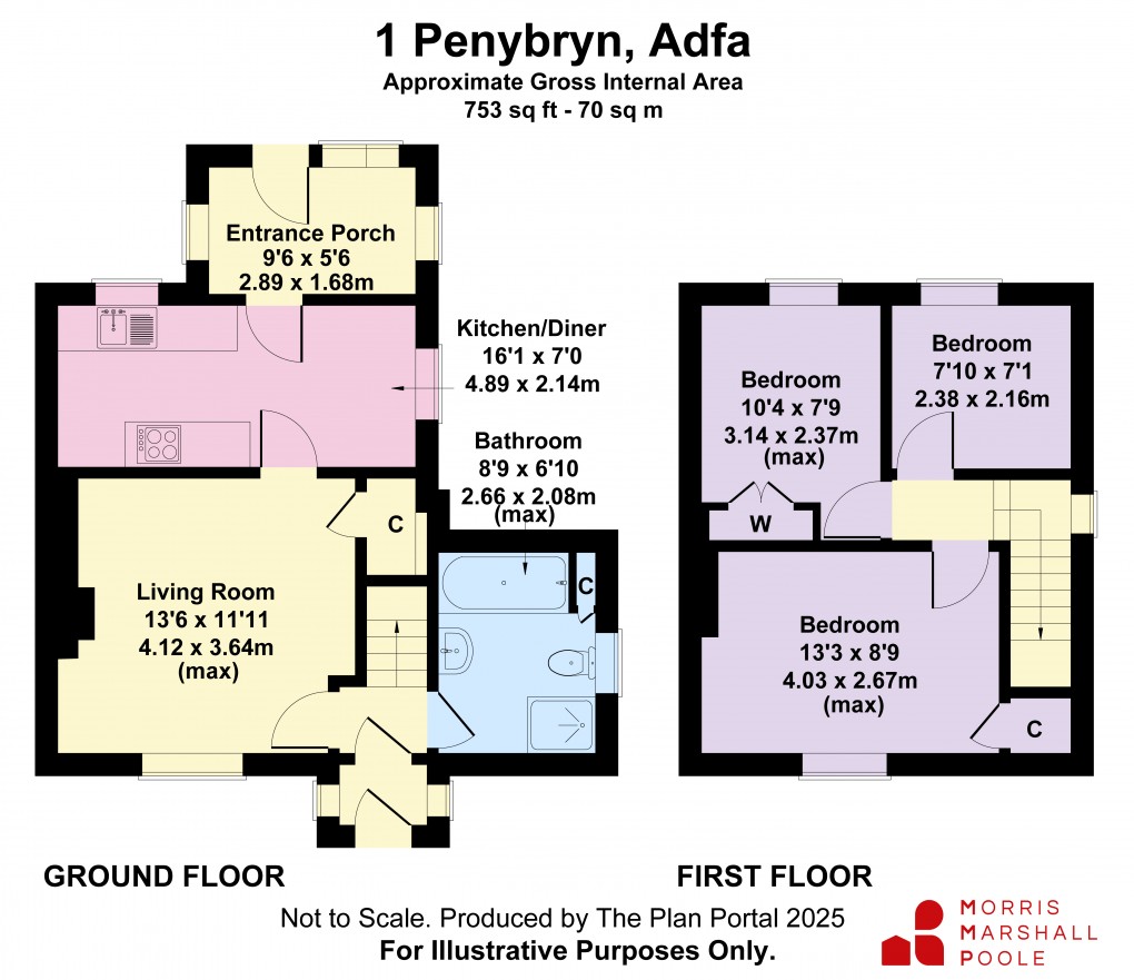 Floorplan for Penybryn Cottage, Adfa, Newtown, Powys