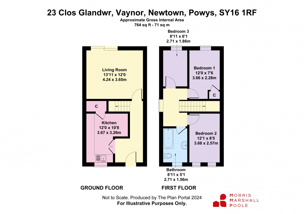Floorplan for Clos Glandwr, Vaynor, Newtown, Powys