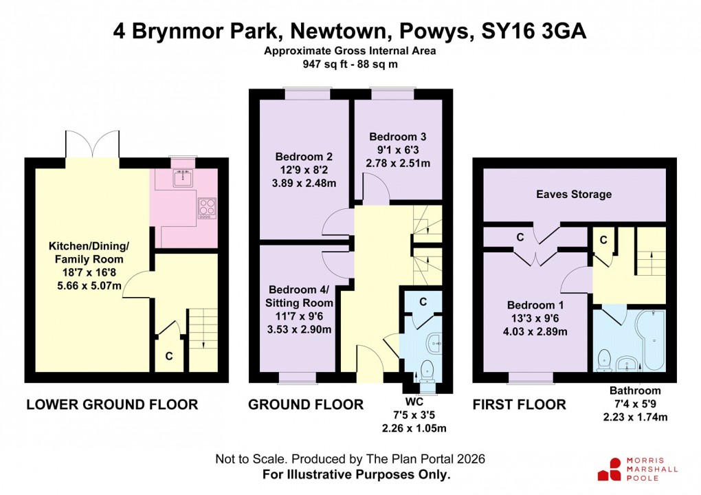 Floorplan for Brynmor Park, Newtown, Powys