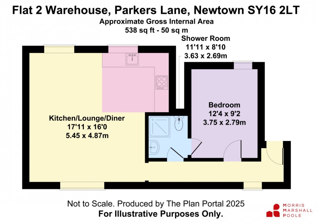 Floorplan for Flat 2 Warehouse, Parkers Lane, Newtown, Powys