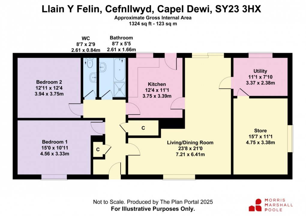 Floorplan for Cefnllwyd, Capel Dewi, Aberystwyth, Ceredigion