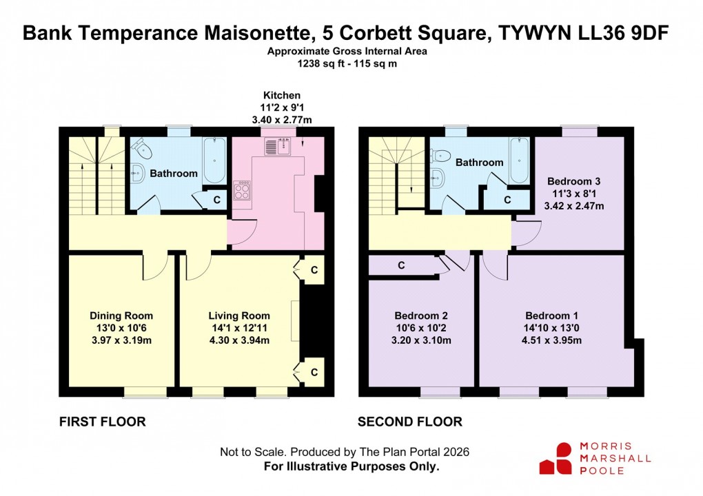 Floorplan for Corbett Square, Tywyn, Gwynedd