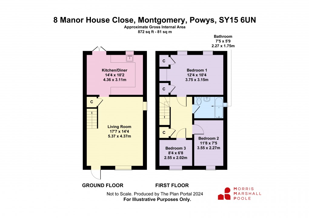 Floorplan for Manor House Close, Montgomery, Powys
