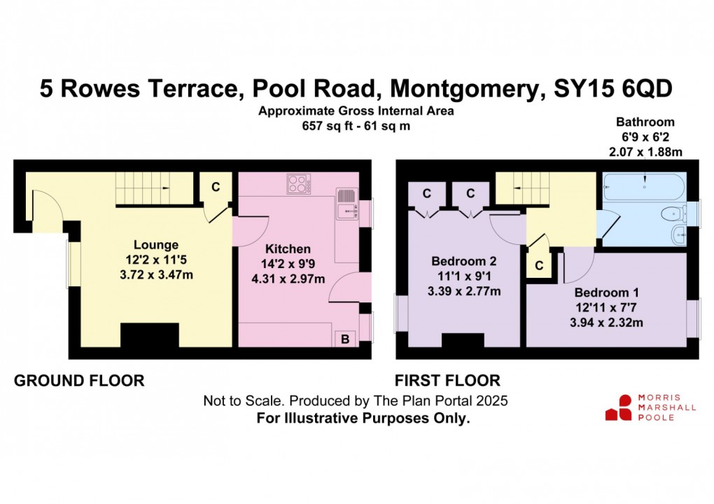 Floorplan for Rowes Terrace, Pool Road, Montgomery, Powys
