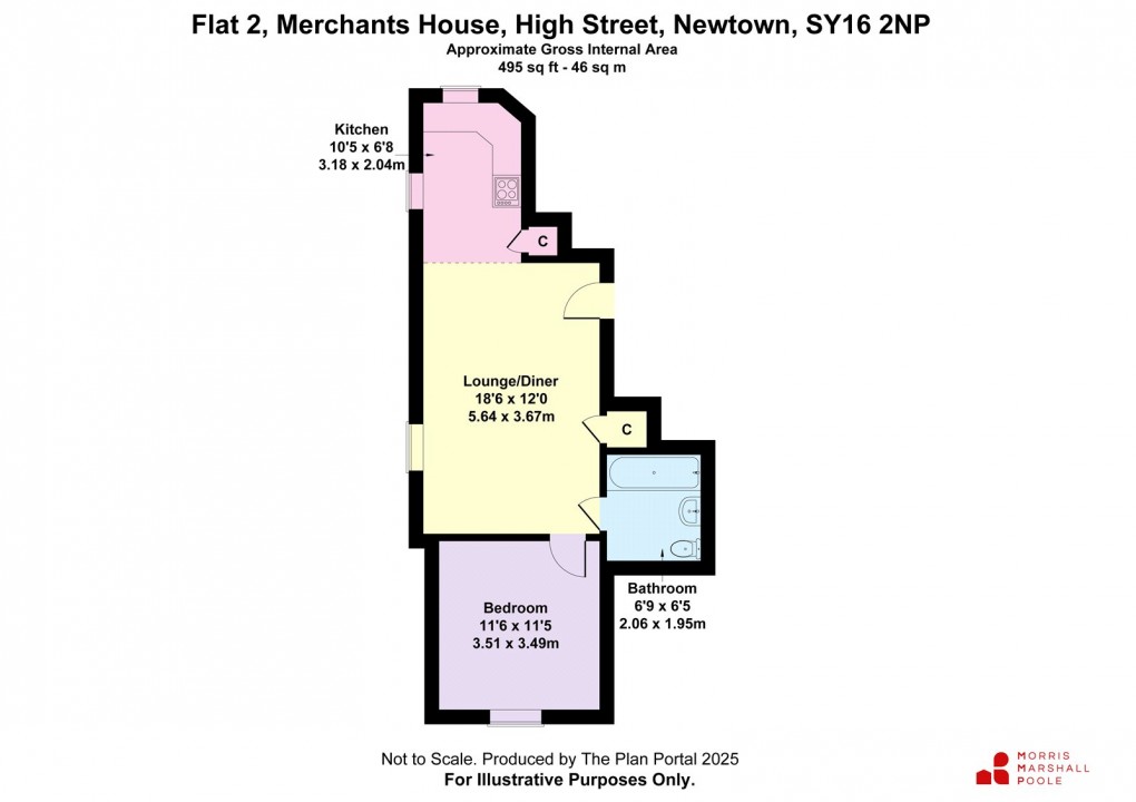 Floorplan for Merchants House, High Street, Newtown, Powys