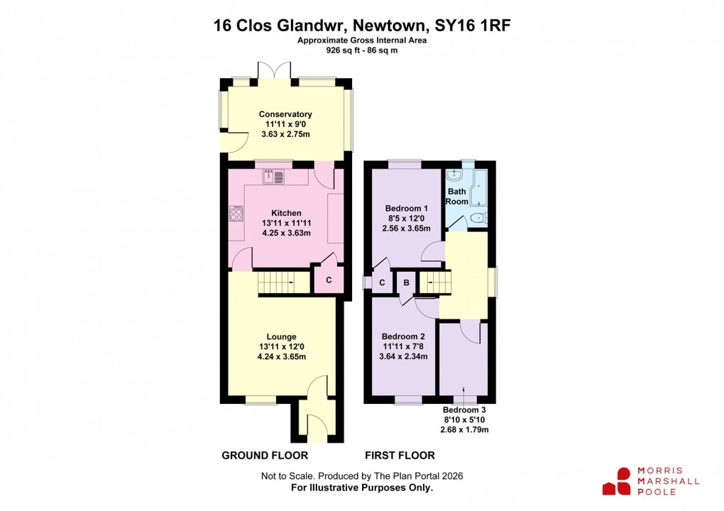 Floorplan for Clos Glandwr, Newtown, Powys