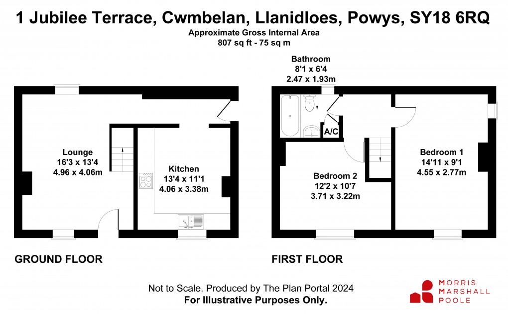 Floorplan for Jubilee Terrace, Cwmbelan, Llanidloes, Powys