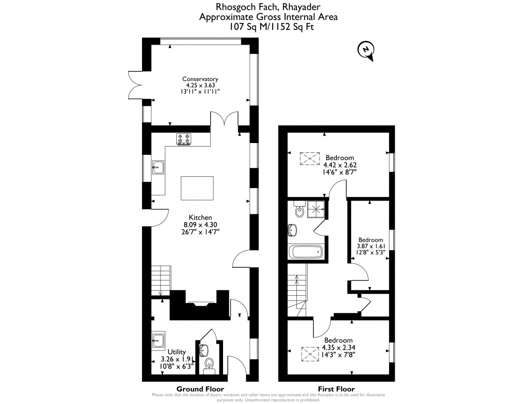 Floorplan for Pant-y-Dwr, Rhayader, Powys