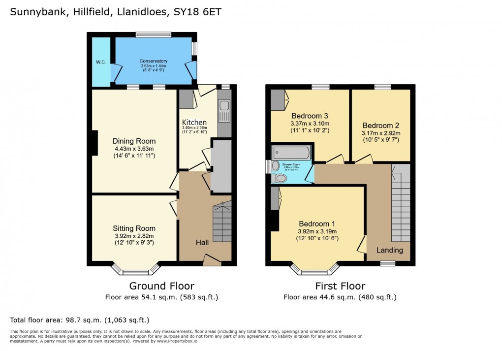Floorplan for Hillfield, Llanidloes, Powys