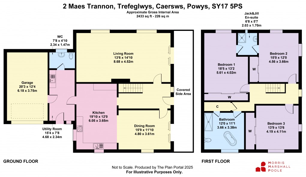 Floorplan for Maes Trannon, Trefeglwys, Caersws, Powys
