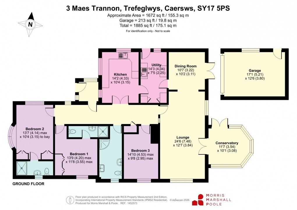 Floorplan for Maes Trannon, Trefeglwys, Caersws, Powys