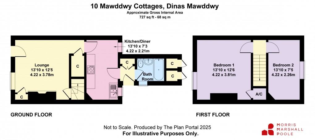 Floorplan for Mawddwy Cottages, Dinas Mawddwy, Machynlleth, Gwynedd