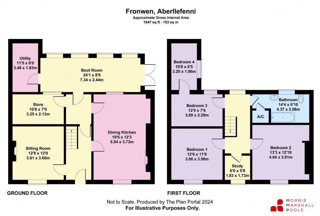Floorplan for Aberllefenni, Machynlleth, Gwynedd