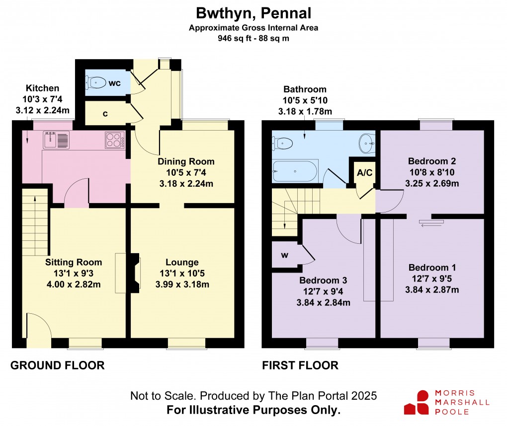 Floorplan for Pennal, Machynlleth, Gwynedd