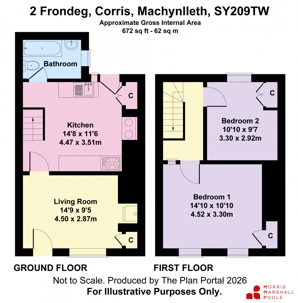 Floorplan for Frondeg, Corris, Machynlleth, Gwynedd