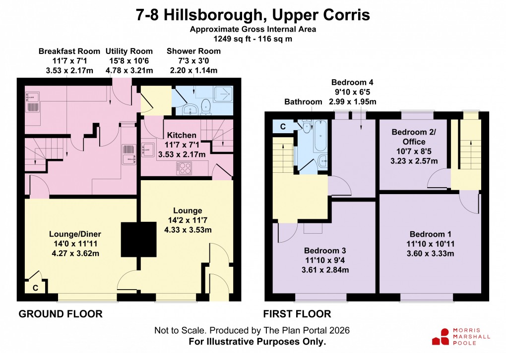 Floorplan for Hillsborough, Upper Corris, Machynlleth, Gwynedd