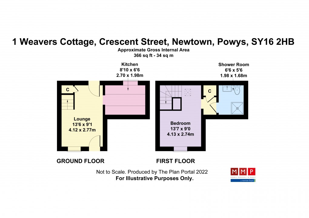 Floorplan for Weavers Cottage, Crescent Street, Newtown, Powys