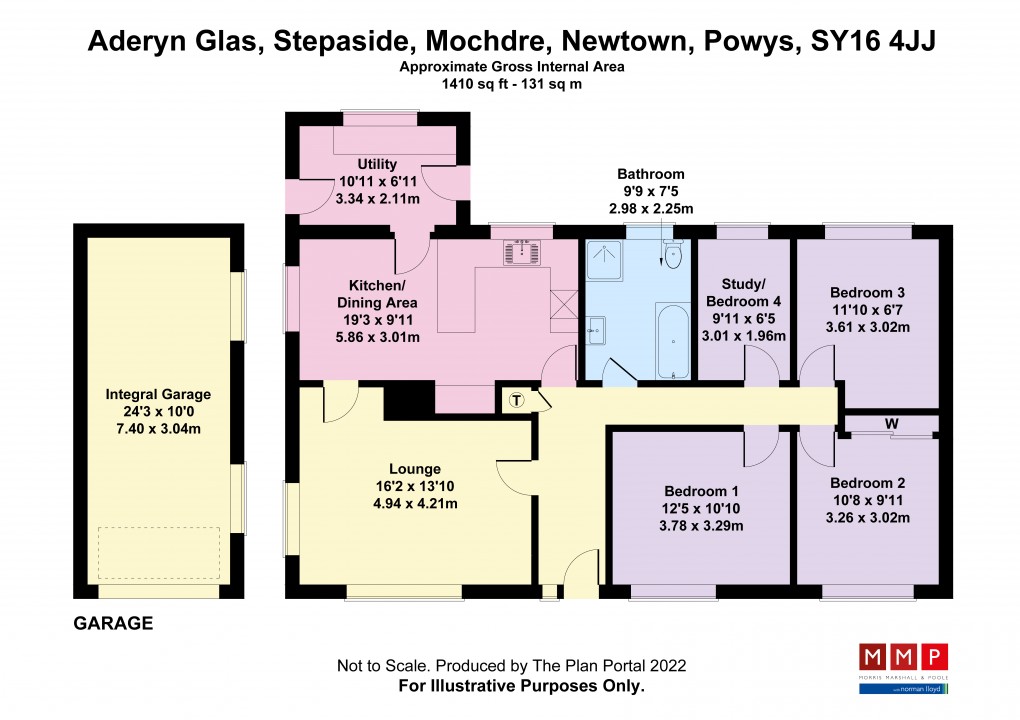 Floorplan for Step A Side, Mochdre, Newtown, Powys