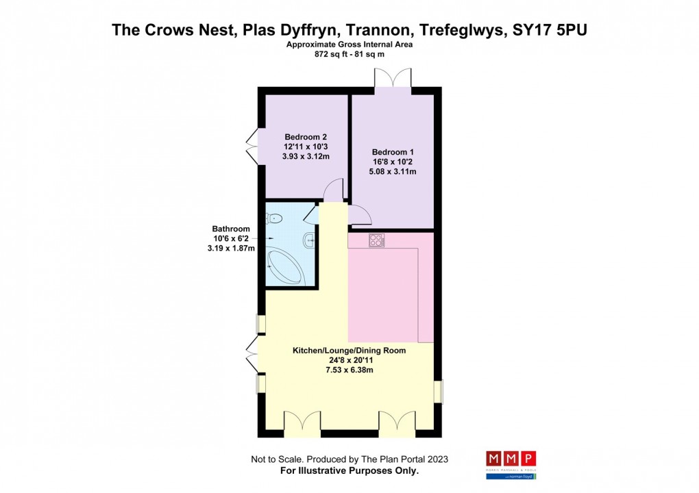 Floorplan for Plas Dyffryn Trannon Lodge Park, Trefeglwys, Caersws, Powys