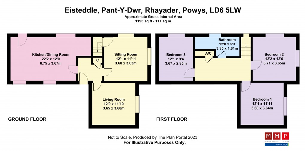 Floorplan for Pant-y-Dwr, Rhayader, Powys