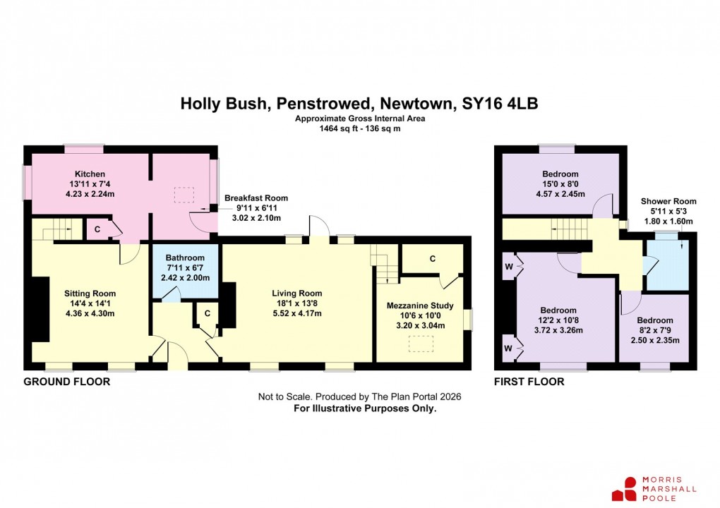 Floorplan for Penstrowed, Newtown, Powys