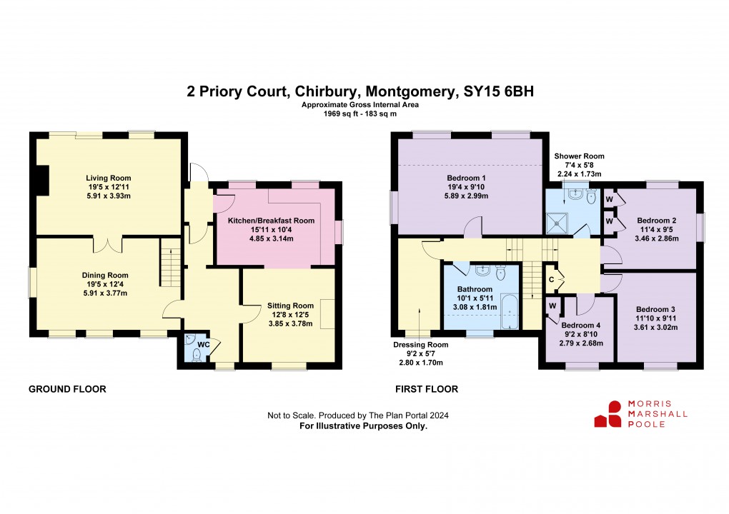 Floorplan for Priory Court, Chirbury, Montgomery, Shropshire
