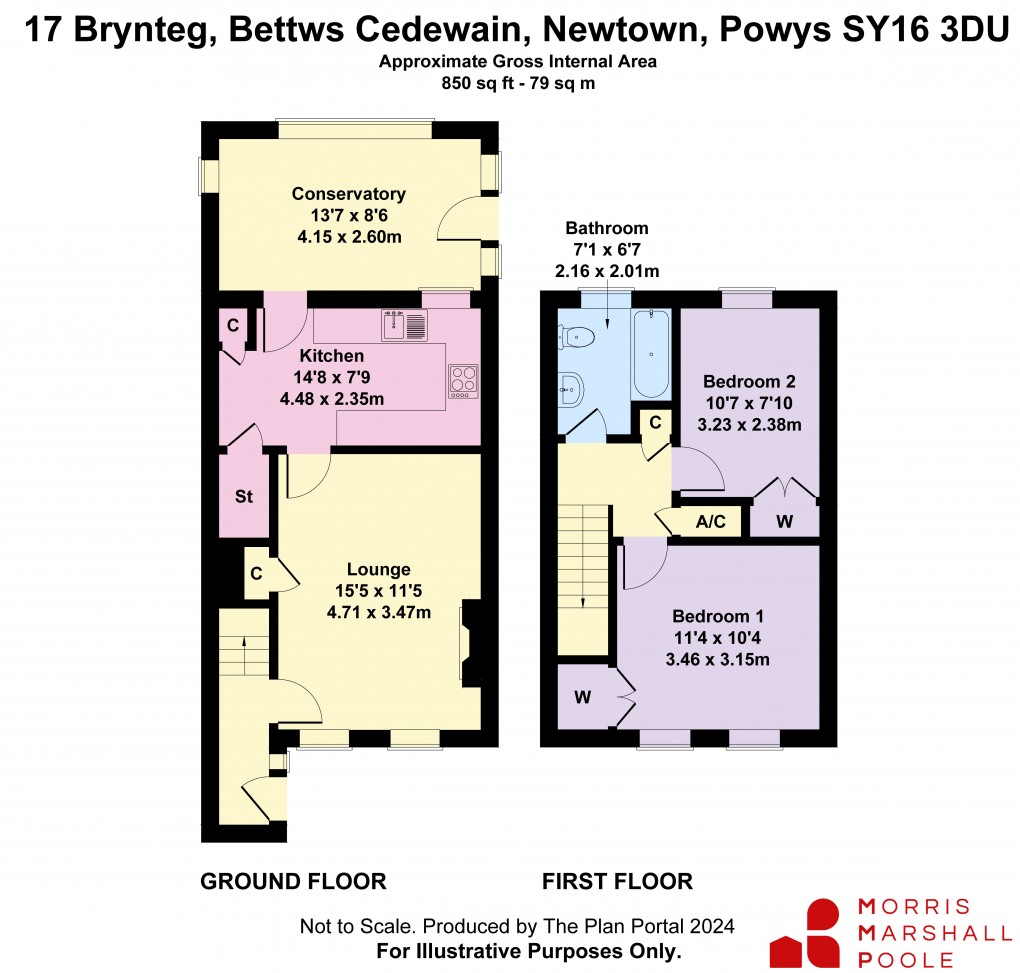 Floorplan for Brynteg, Bettws Cedewain, Newtown, Powys
