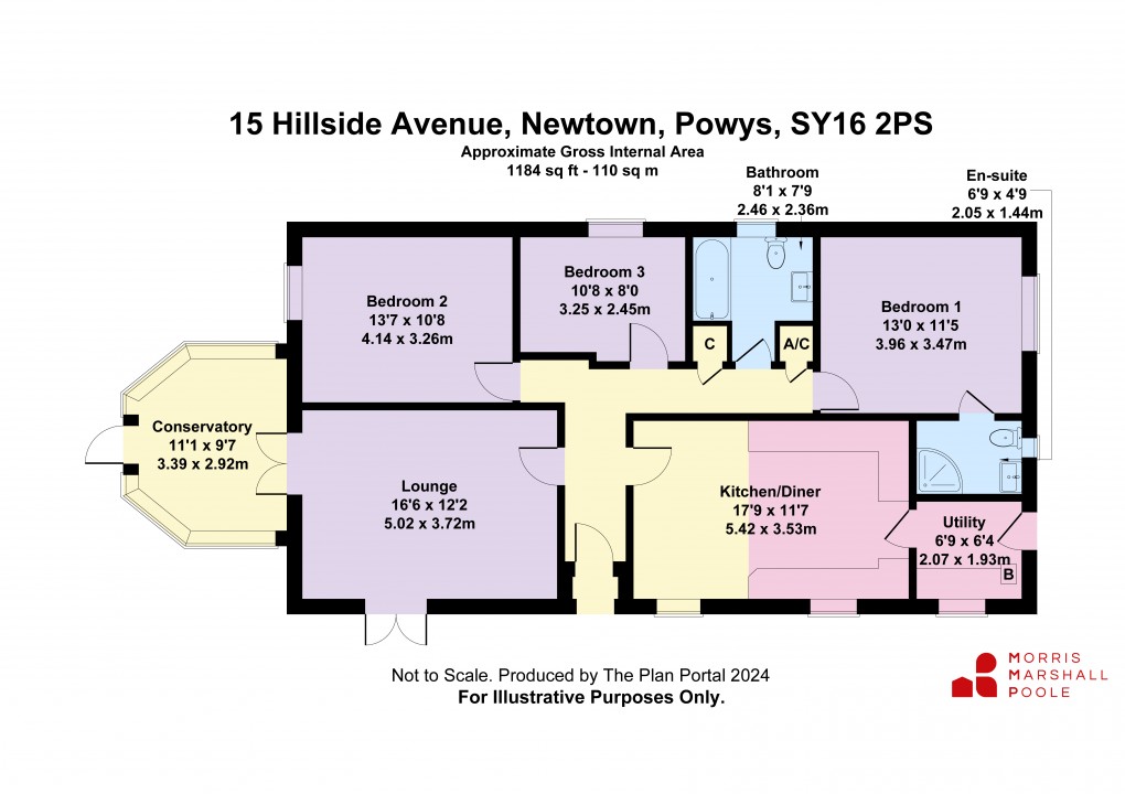 Floorplan for Hillside Avenue, Newtown, Powys