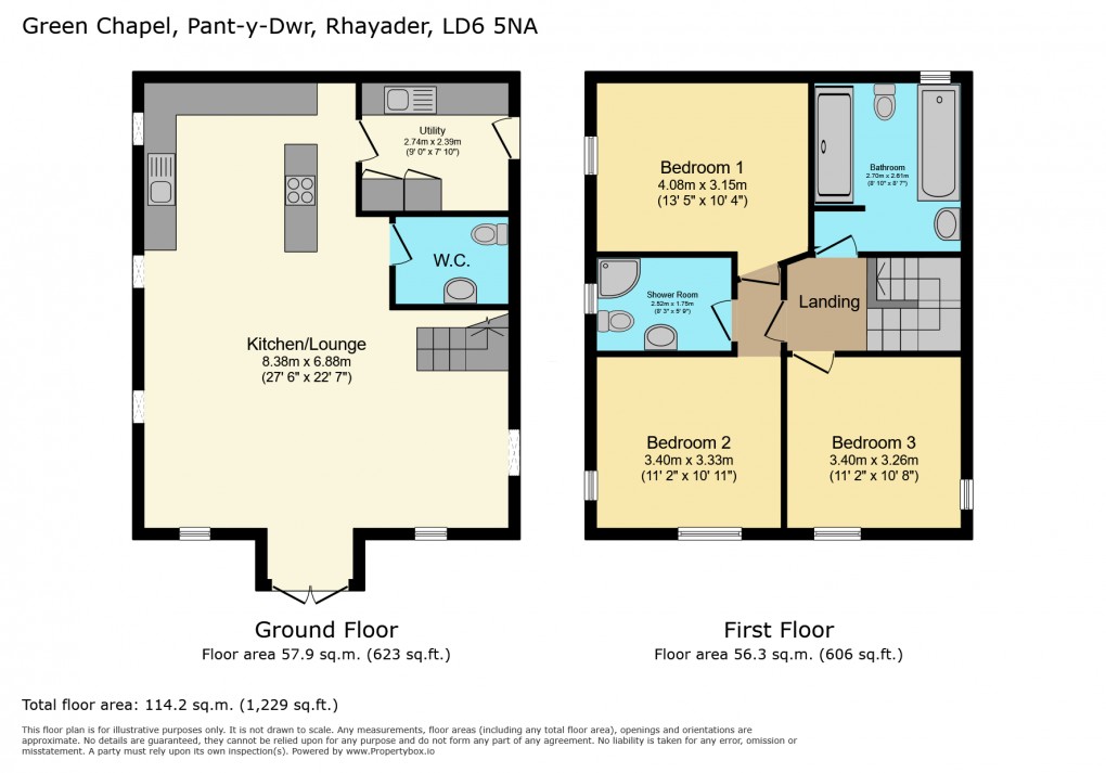 Floorplan for Pant-y-Dwr, Rhayader, Powys