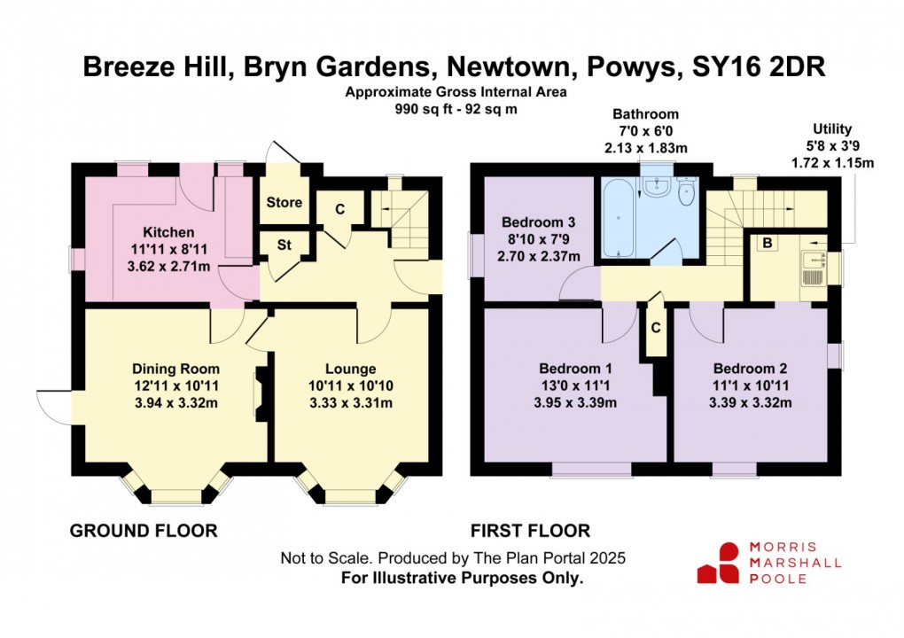 Floorplan for Bryn Gardens, Newtown, Powys