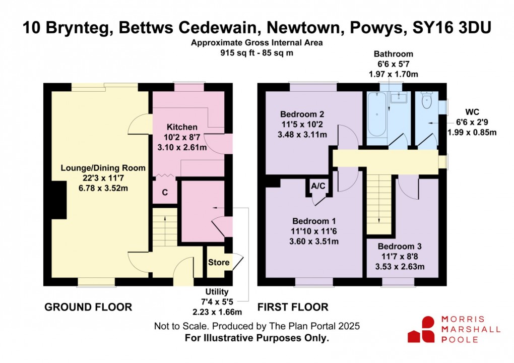 Floorplan for Brynteg, Bettws Cedewain, Newtown, Powys