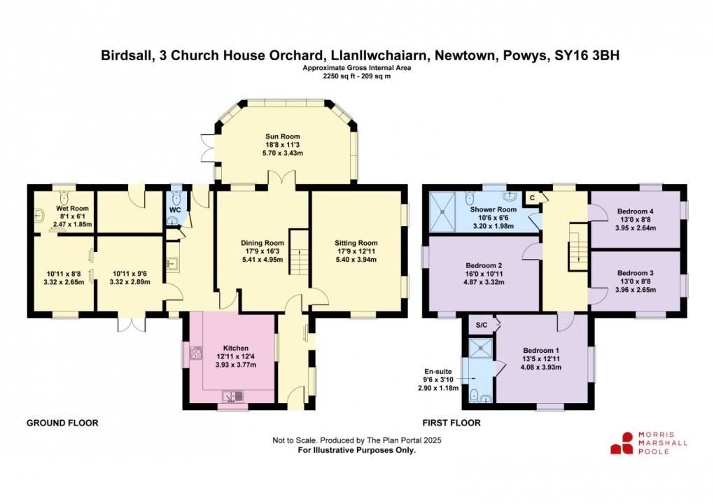 Floorplan for Church House Orchard, Llanllwchaiarn, Newtown, Powys