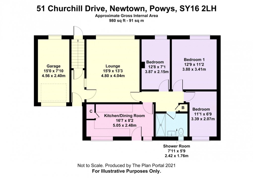 Floorplan for Churchill Drive, Newtown, Powys