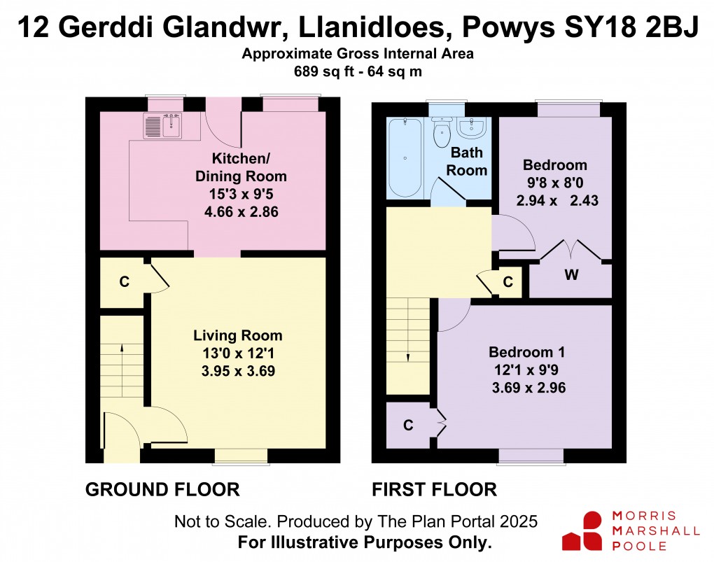 Floorplan for Gerddi Glandwr, Gorn Road, Llanidloes, Powys