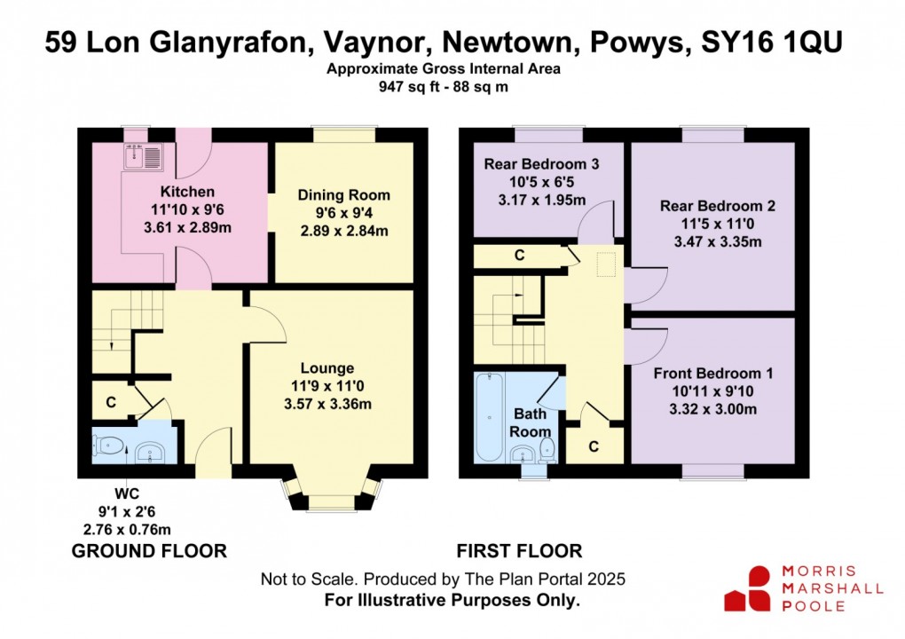 Floorplan for Lon Glanyrafon, Vaynor, Newtown, Powys