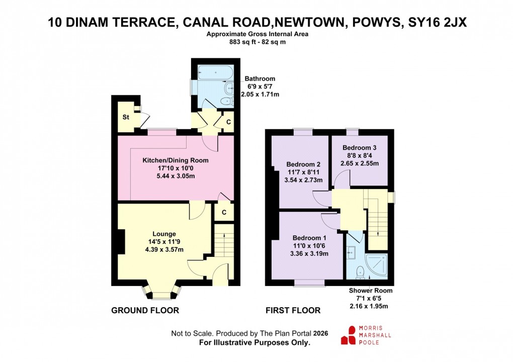 Floorplan for Dinam Terrace, Canal Road, Newtown, Powys