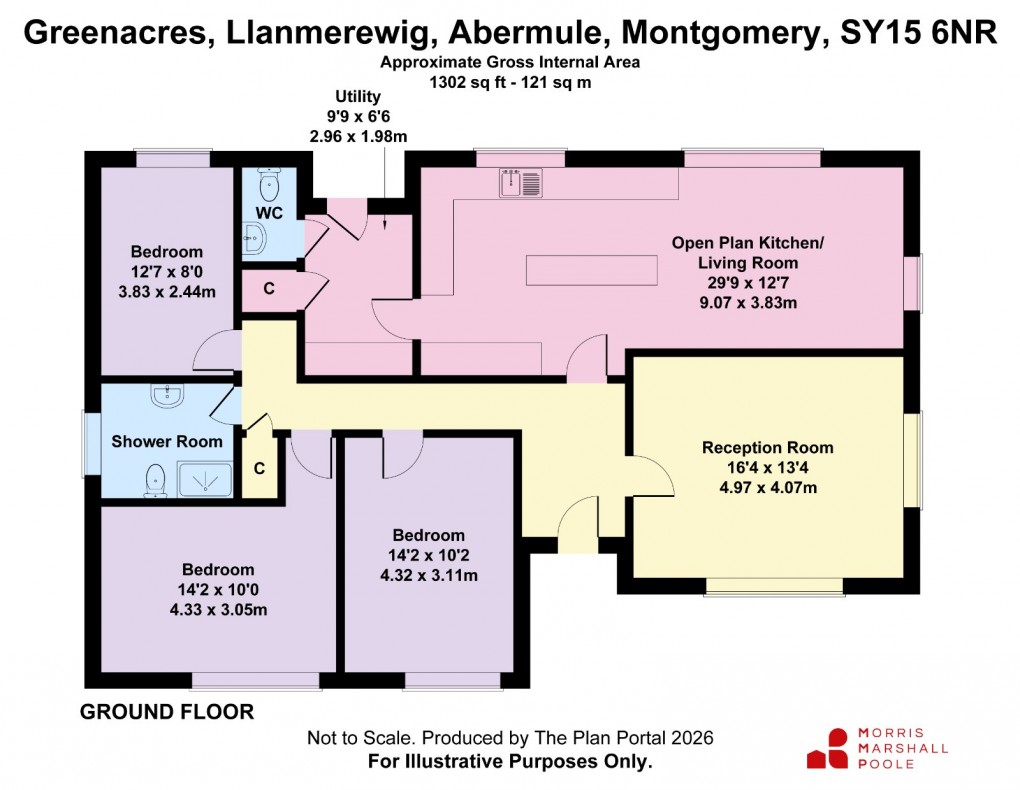 Floorplan for Llanmerewig, Abermule, Montgomery, Powys