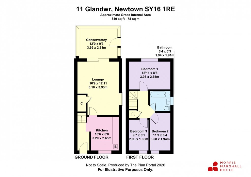 Floorplan for Glandwr, Newtown, Powys