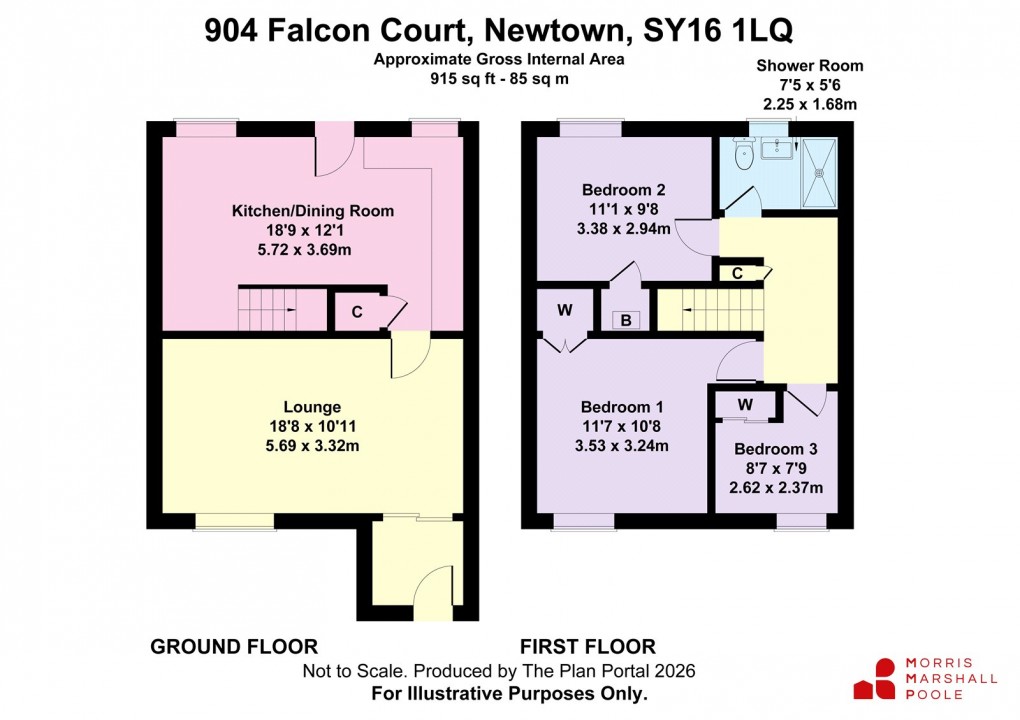 Floorplan for Falcon Court, Newtown, Powys
