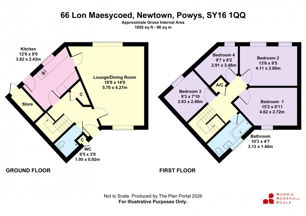 Floorplan for Lon Maesycoed, Newtown, Powys