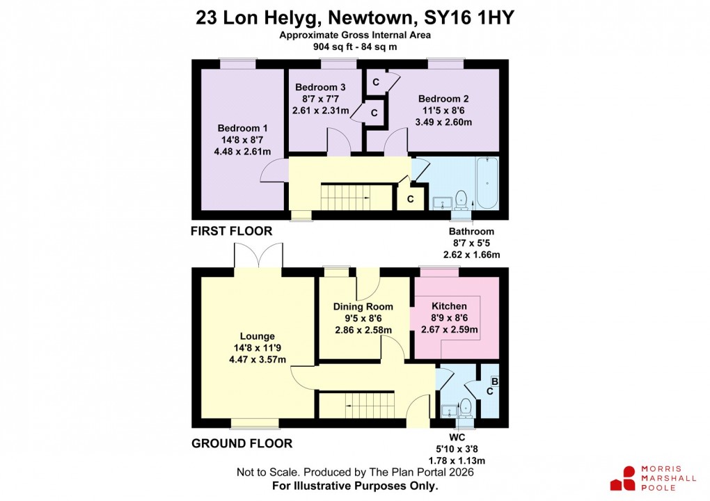 Floorplan for Lon Helyg, Newtown, Powys