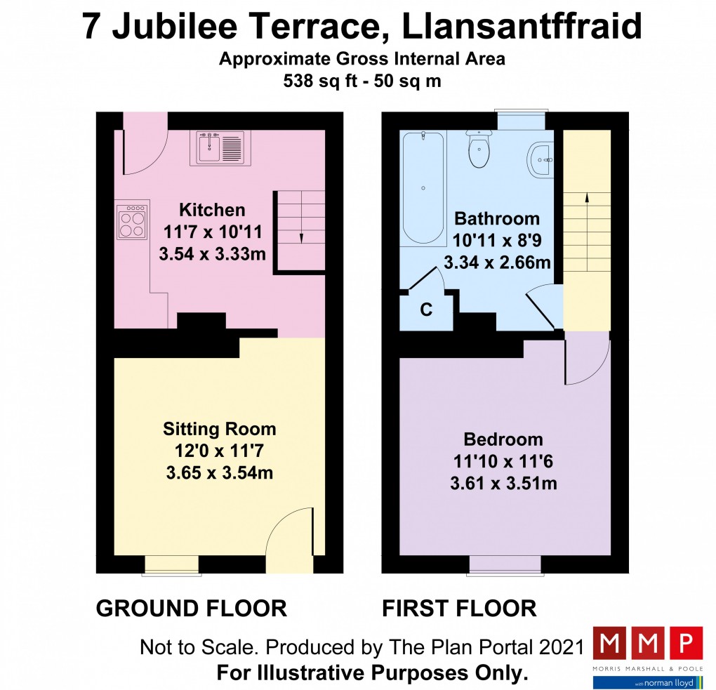 Floorplan for Jubilee Terrace, Llansantffraid, Powys