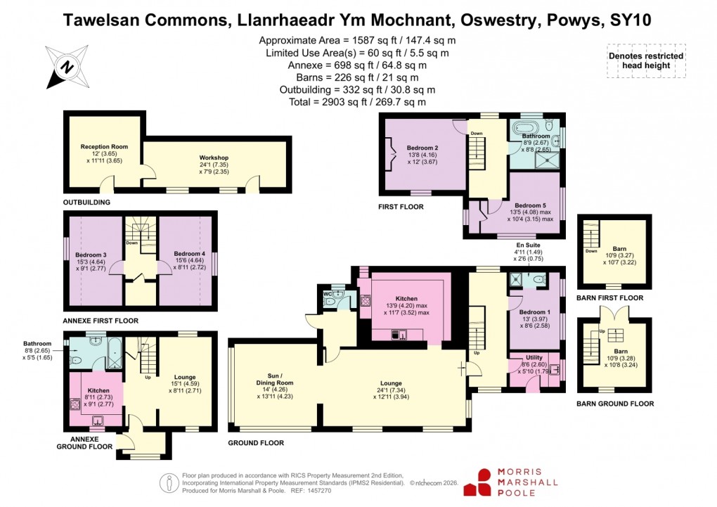 Floorplan for Commins, Llanrhaeadr Ym Mochnant, Oswestry, Powys