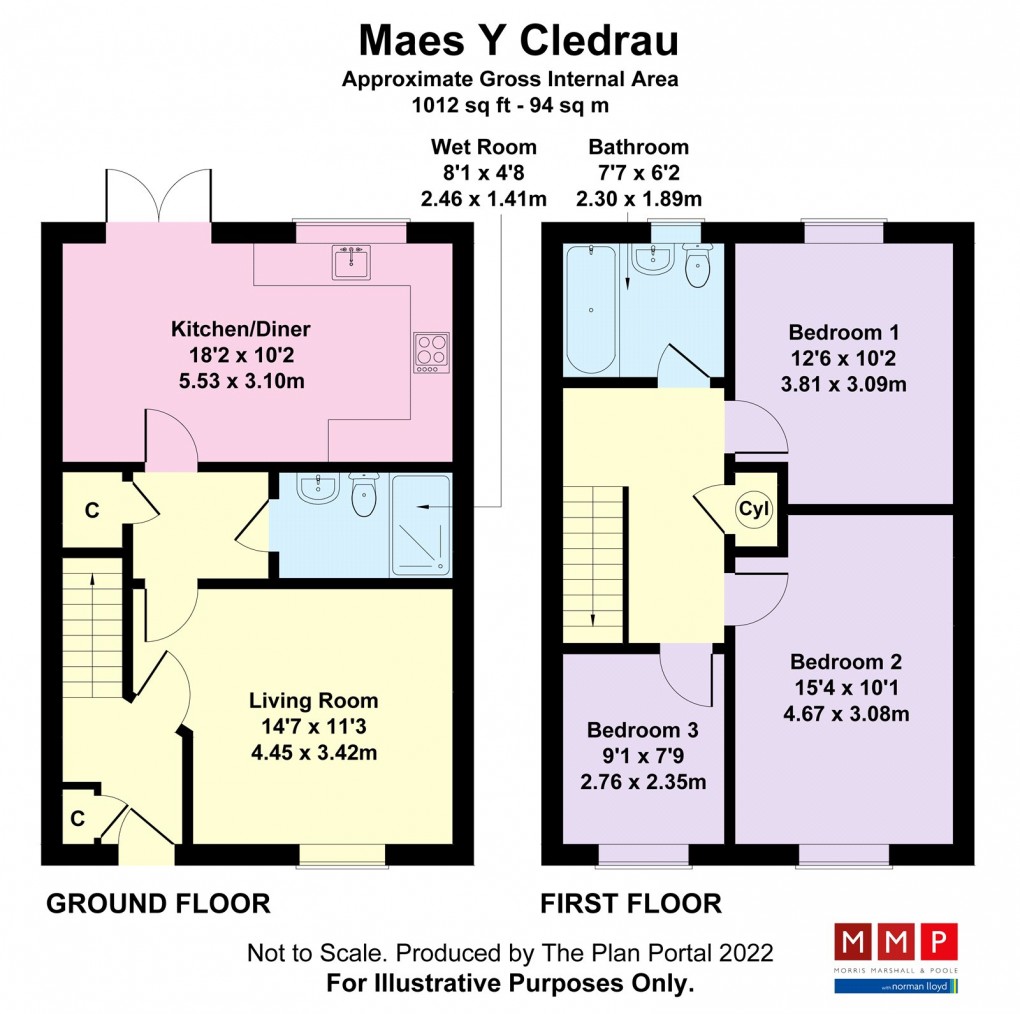 Floorplan for 7 Maes Y Cledrau, Llansanffraid, Powys